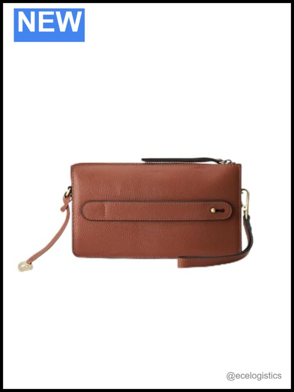 Italian Pebbled Leather Clutch with Wrist & Crossbody Strap